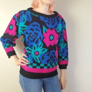 Vintage Woodwards dark floral sweater